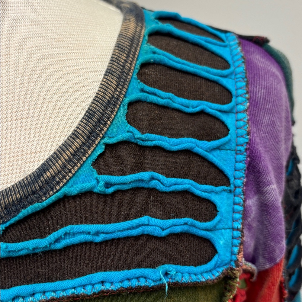 Vtg Rising International Patchwork Texture Shirt … - image 8